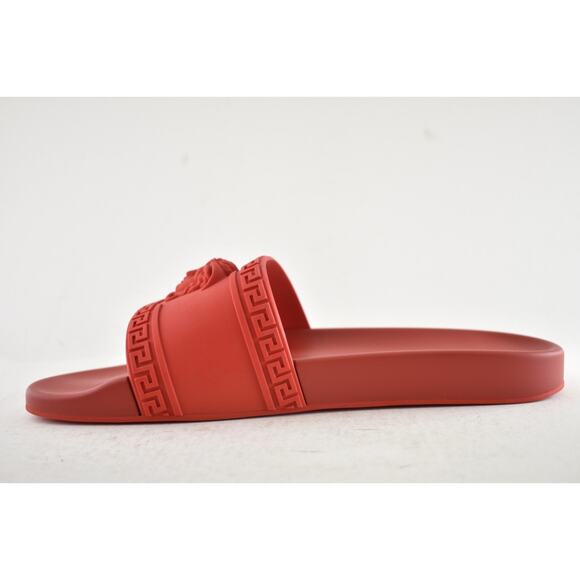 Versace Medusa Palazzo Red Rubber Logo Slide Pool Sandal Flip Flop Flat 44 11